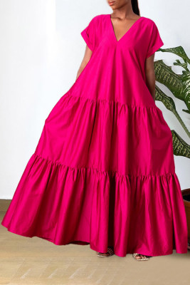 New Spring And Summer Multi-layer Solid Color Dress