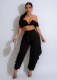 Sexy One-shoulder Sleeveless Deep V Pleated Trousers Two-piece Set