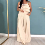 New Ruffled Camisole Wide-leg Trousers Casual Two-piece Set