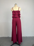 New Ruffled Camisole Wide-leg Trousers Casual Two-piece Set