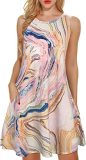For Women Beach Floral Tshirt Sundress Sleeveless Pockets Casual Loose Tank Dress