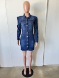 Sexy Fashion Women's Jacket Long Sleeve Denim Dress