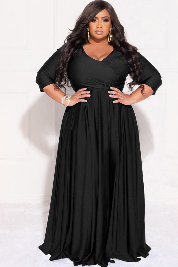 Plus Size Women's Solid Color Dress