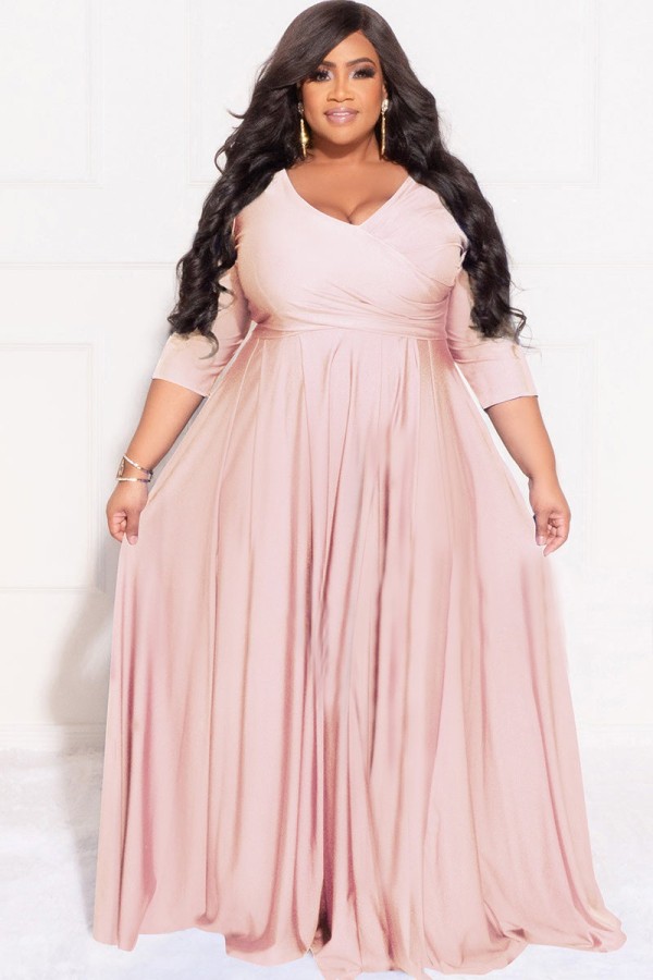 Plus Size Women's Solid Color Dress