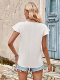 Solid Color V-neck Short-sleeved Slim Fit Women's Top