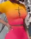 2024 Fashion Printed Navel Cover Butt Skirt Suit