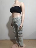 Stylish Retro Multi-pocket Floor-length Jeans