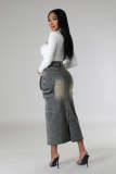 2024 Fashionable Stretch Denim Long Skirt