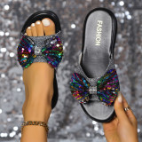New Large Size Fashionable Sequined Bow Sandals