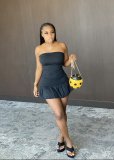 Sexy Casual Fashionable Backless Solid Color Tube Top Dress