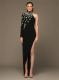 2024 Rhinestone One Shoulder Long Sleeve Leg Exposed Dress