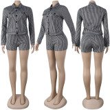 Fashion Striped Shorts Women's Two Piece Set