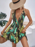 Sexy Printed Backless Suspender Dress