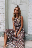 Fashionable And Versatile Printed Polka Dot Round Neck Dress
