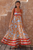 2024 New Summer Sling Printed Long Dress