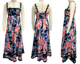 2024 New Summer Sling Printed Long Dress