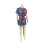 Fashion Printed Casual Short-sleeved Two-piece Set