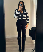Stylish Striped Single-breasted Sweater