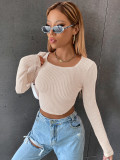Sexy Tight Square Neck Sweater Short Wide Neck Top