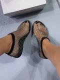 Summer Sexy Hollow Diamond Short Flat Sandals
