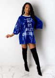 Sexy Lettering Sequin Hip Cover Dress