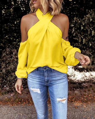 Sexy And Fashionable Off-shoulder Long-sleeved Top