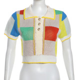 2024 Fashion Contrast Color Slim Fit T-Shirt High Waist Hip Skirt Suit
