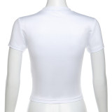 Fashionable 3D Body Print Slim Round Neck T-shirt