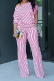 Fashionable Casual Asymmetrical Sleeves Off-Shoulder Two-Piece Set