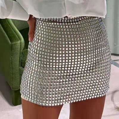 Sexy Slim Fit Mesh Sequin Hip Covering Fashion Skirt
