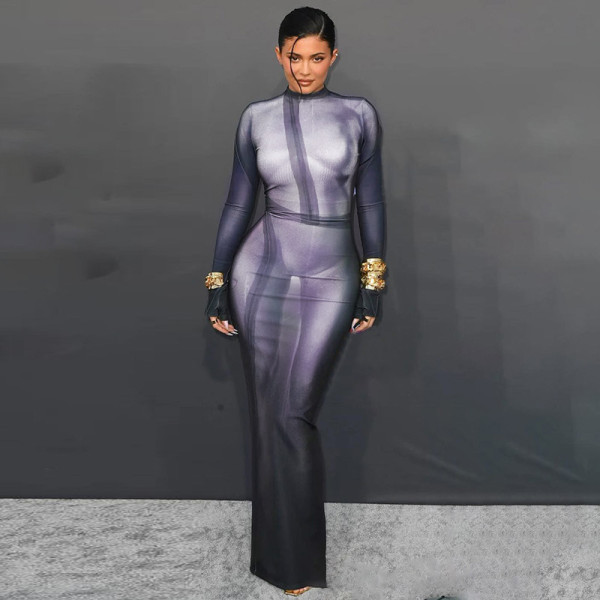 2024 Sexy Body Print Slit Dress