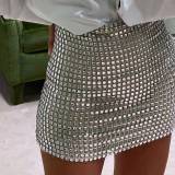 Sexy Slim Fit Mesh Sequin Hip Covering Fashion Skirt