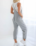 Light Gray Casual Backless Suspender Jumpsuit
