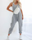 Light Gray Casual Backless Suspender Jumpsuit