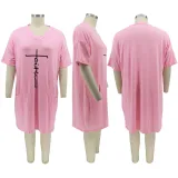 Fashion Offset Printed Loose Plus Size Dress