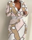 Stylish Plus Size Printed Waist Pocket Dress