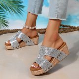 Summer Sequins Increase Height Wedge Sandals