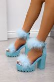 Casual High-heeled Furry Solid Color Wedge Shoes