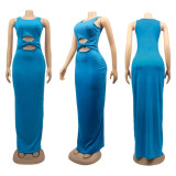 Sexy Women's Solid Color Sleeveless Midriff-baring Women's Dress