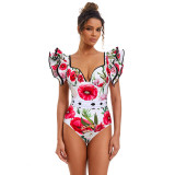 Sexy Conservative One-piece Swimsuit + Wrap Skirt Set