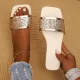 New Sequined Square Toe Open Toe Soft Sole Beach Sandals