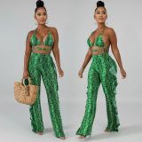 Sexy Printed Swimsuit Mesh Two-piece Set (Including Underwear)
