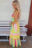 Fashionable Colorful Striped Printed Bow Strap Dress