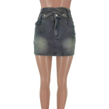 Spring And Summer Slim And Fashionable High Elastic Hip-covering Denim Skirt