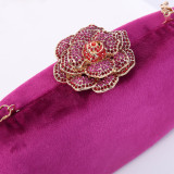 Diamond-embellished Velvet Clutch Chain Evening Bag