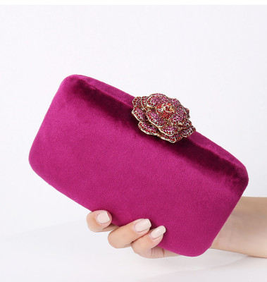 Diamond-embellished Velvet Clutch Chain Evening Bag