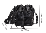 Fashionable Punk Style Drawstring Shoulder Crossbody Bag