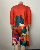 2024 Fashionable Large Size Irregular Printed Dress