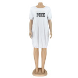 Summer Short-sleeved Printed T-shirt Lantern Dress