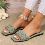 Square Toe Flat Braided Sandals
